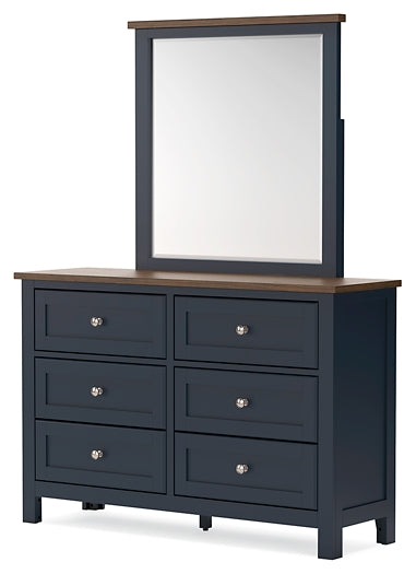 Landocken Queen Panel Headboard with Mirrored Dresser and Nightstand