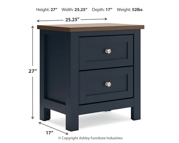 Landocken Queen Panel Headboard with Mirrored Dresser and Nightstand