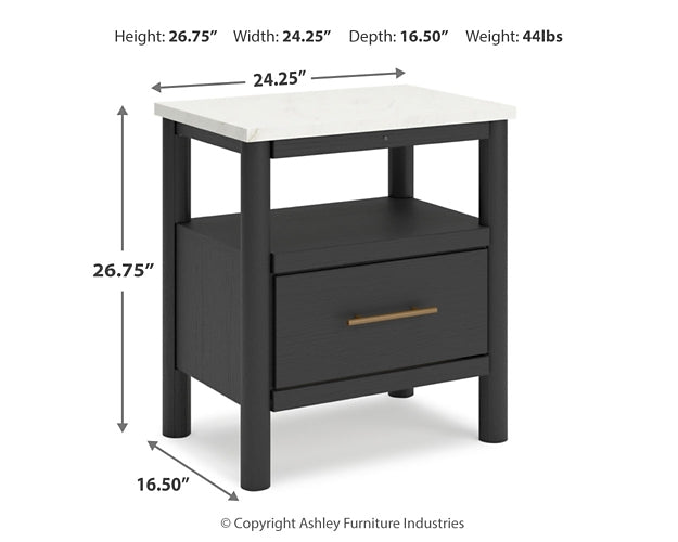 Cadmori King Upholstered Panel Bed with Mirrored Dresser and Nightstand