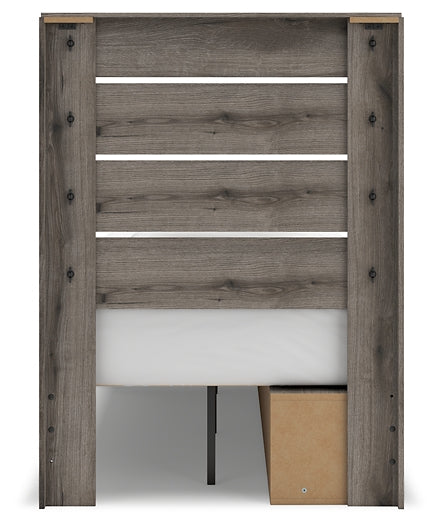 Graystorm Twin Panel Storage Bed with Mirrored Dresser and Chest