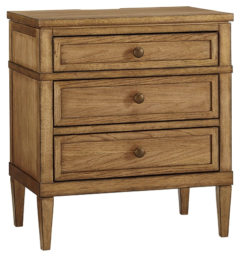 Sharlance California King Upholstered Panel Bed with Mirrored Dresser and Nightstand