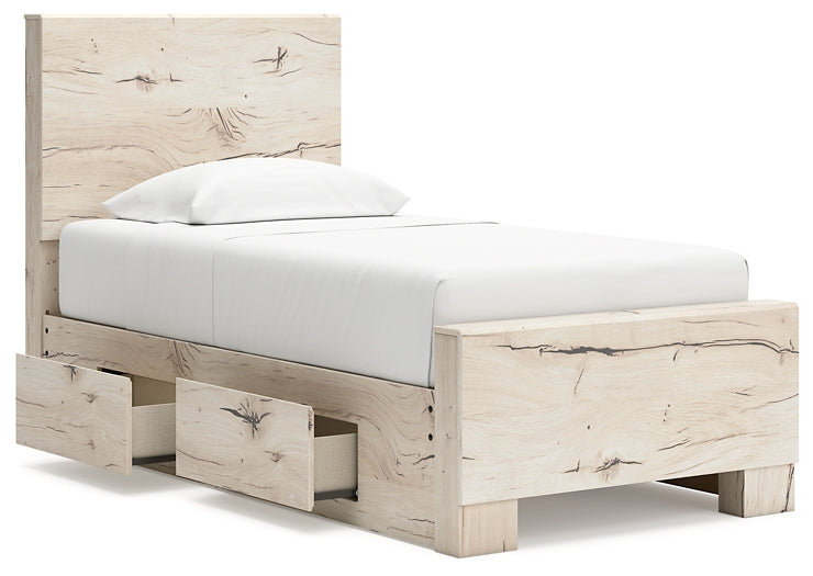 Lawroy Twin Panel Bed with Mirrored Dresser, Chest and Nightstand