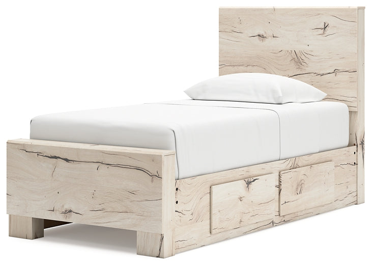 Lawroy Twin Panel Bed with Mirrored Dresser, Chest and Nightstand