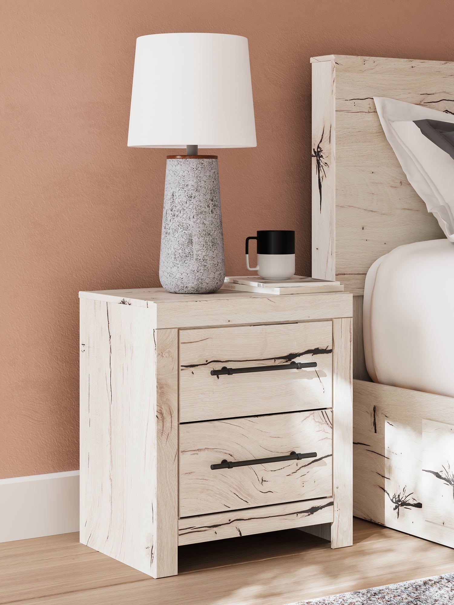 Lawroy Twin Panel Bed with Mirrored Dresser, Chest and Nightstand