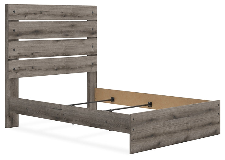 Graystorm Full Panel Bed with Mirrored Dresser