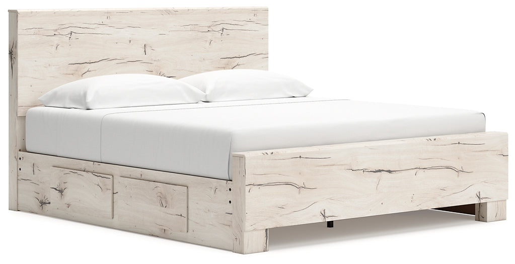 Lawroy King Panel Bed with Mirrored Dresser, Chest and Nightstand