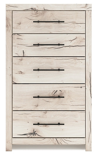 Lawroy King Panel Storage Bed with Mirrored Dresser and Chest