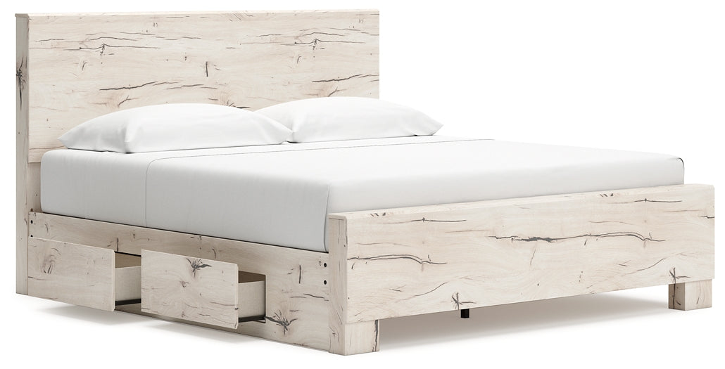 Lawroy King Panel Bed with Mirrored Dresser, Chest and Nightstand