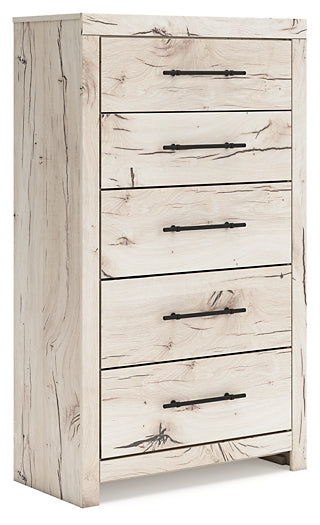 Lawroy King Panel Storage Bed with Mirrored Dresser, Chest and Nightstand