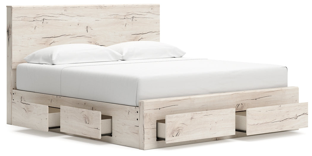Lawroy King Panel Storage Bed with Mirrored Dresser, Chest and Nightstand