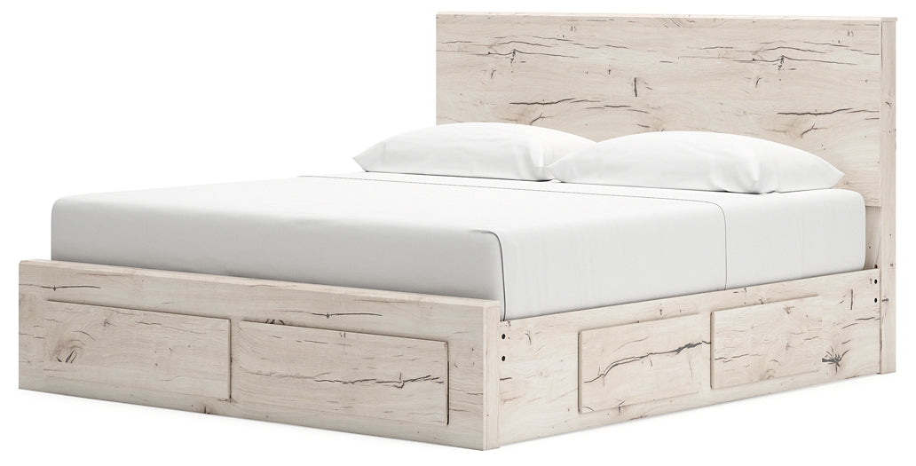 Lawroy King Panel Storage Bed with Mirrored Dresser and Chest