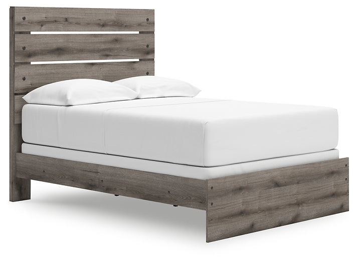 Graystorm Full Panel Bed with Mirrored Dresser and Nightstand