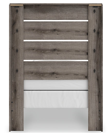 Graystorm Twin Panel Bed with Mirrored Dresser and Nightstand