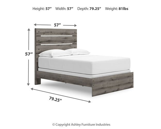 Graystorm Full Panel Bed with Mirrored Dresser and Chest