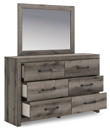 Graystorm Twin Panel Bed with Mirrored Dresser and Chest