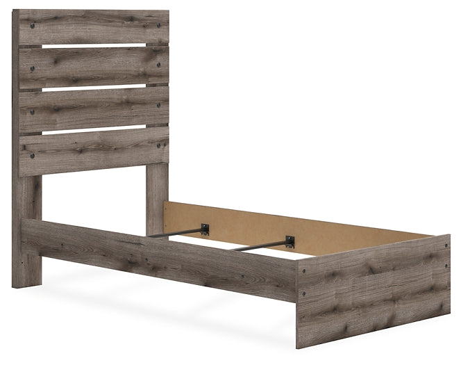 Graystorm Twin Panel Bed with Mirrored Dresser and Chest