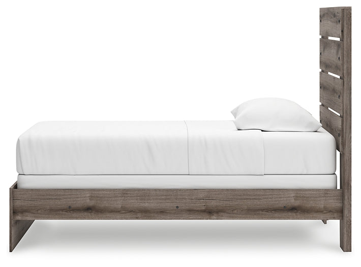 Graystorm Twin Panel Bed with Mirrored Dresser and Chest