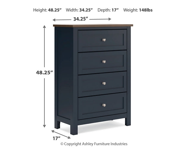 Landocken Twin Panel Headboard with Mirrored Dresser and Chest