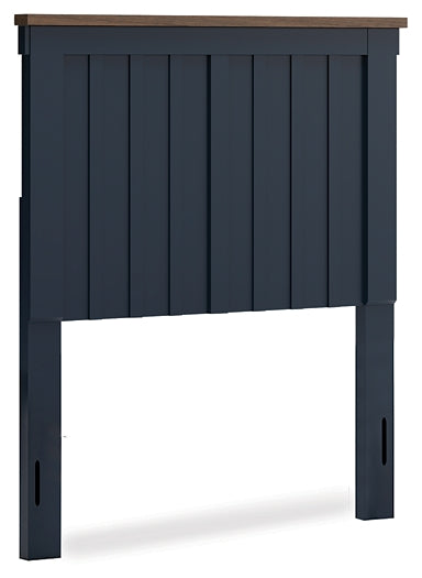 Landocken Twin Panel Headboard with Mirrored Dresser and Nightstand