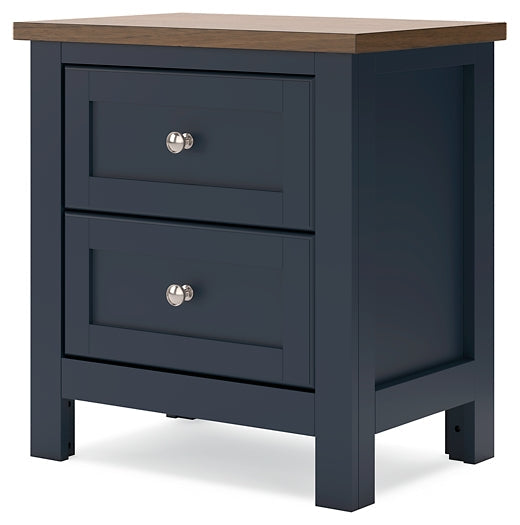 Landocken Twin Panel Headboard with Mirrored Dresser and Nightstand
