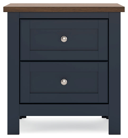 Landocken Twin Panel Headboard with Mirrored Dresser, Chest and Nightstand