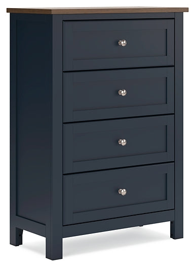 Landocken Queen Panel Headboard with Mirrored Dresser, Chest and Nightstand