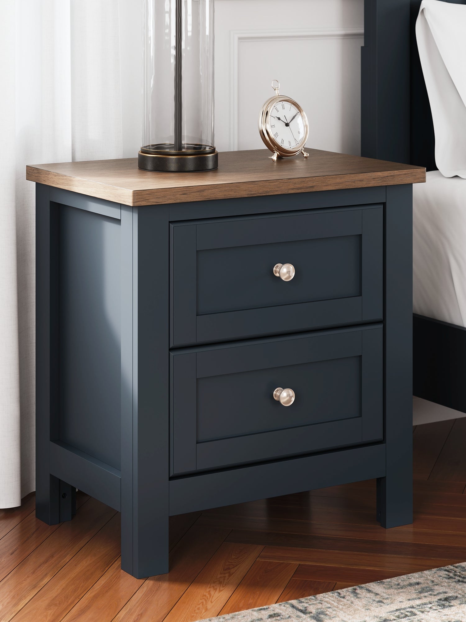 Landocken Queen Panel Headboard with Mirrored Dresser, Chest and Nightstand