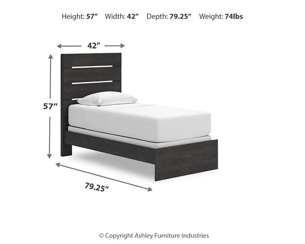 Hollivern Twin Panel Bed with Mirrored Dresser and Chest