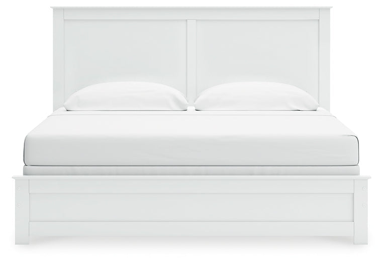 Bostwick Shoals King Panel Bed with Mirrored Dresser and Nightstand