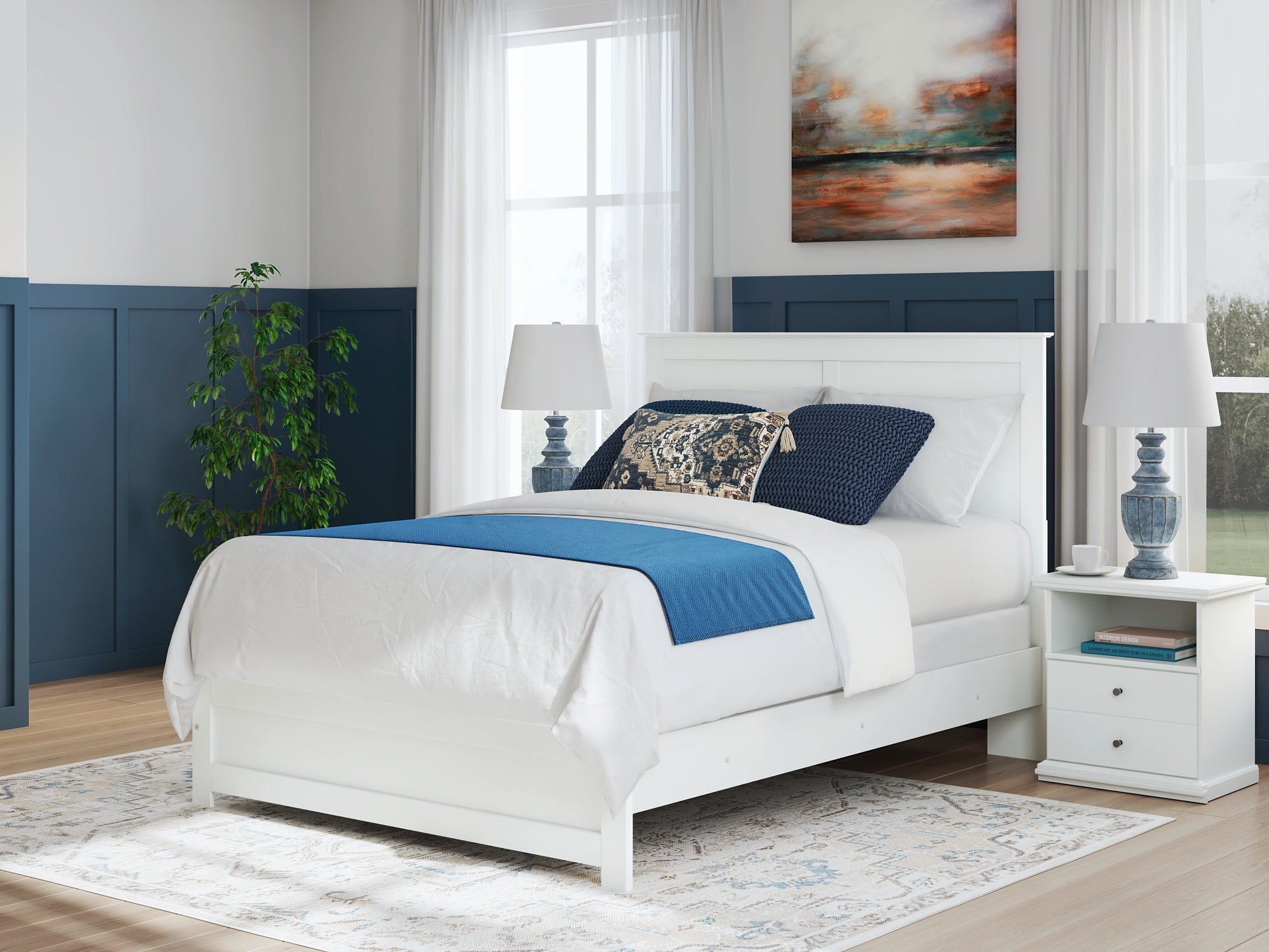 Bostwick Shoals Queen Panel Bed with Mirrored Dresser, Chest and Nightstand