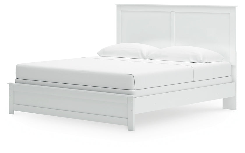 Bostwick Shoals King Panel Bed with Mirrored Dresser and Nightstand