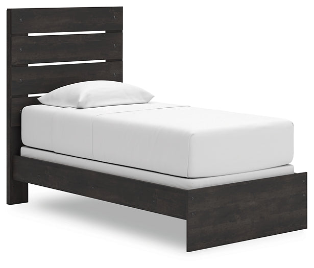 Hollivern Twin Panel Bed with Mirrored Dresser