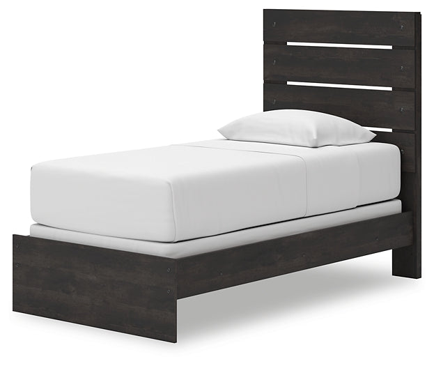 Hollivern Twin Panel Bed with Mirrored Dresser