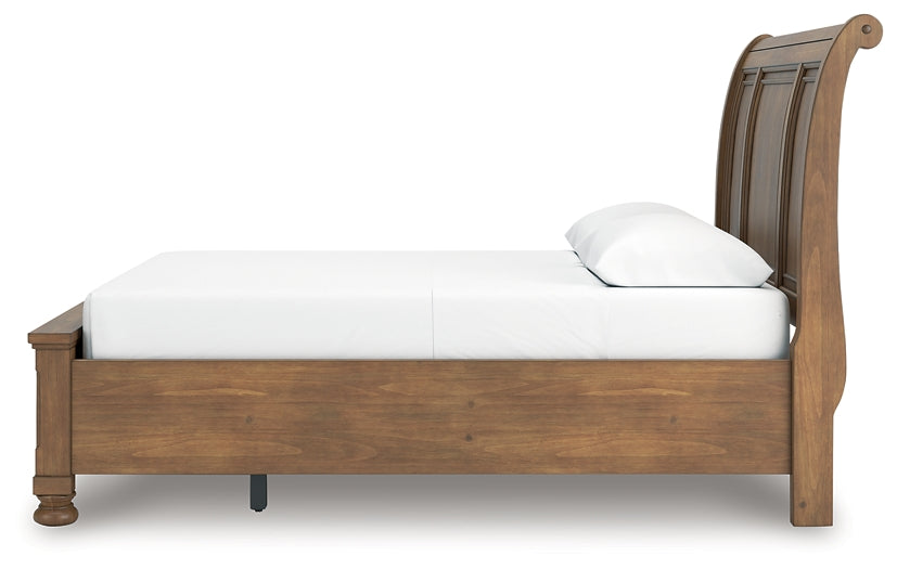 Feddinger Queen Storage Sleigh Bed with Mirrored Dresser