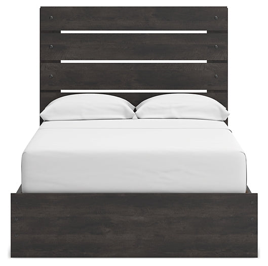 Hollivern Full Panel Bed with Storage with Mirrored Dresser