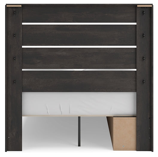 Hollivern Full Panel Bed with Storage with Mirrored Dresser and Nightstand