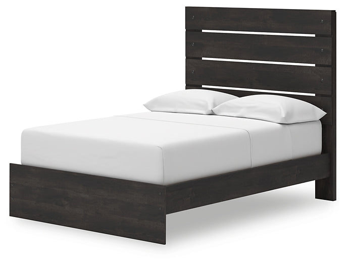 Hollivern Full Panel Bed with Storage with Mirrored Dresser and Chest