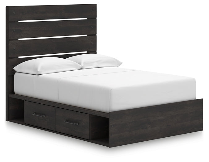 Hollivern Full Panel Bed with Storage with Mirrored Dresser and Chest