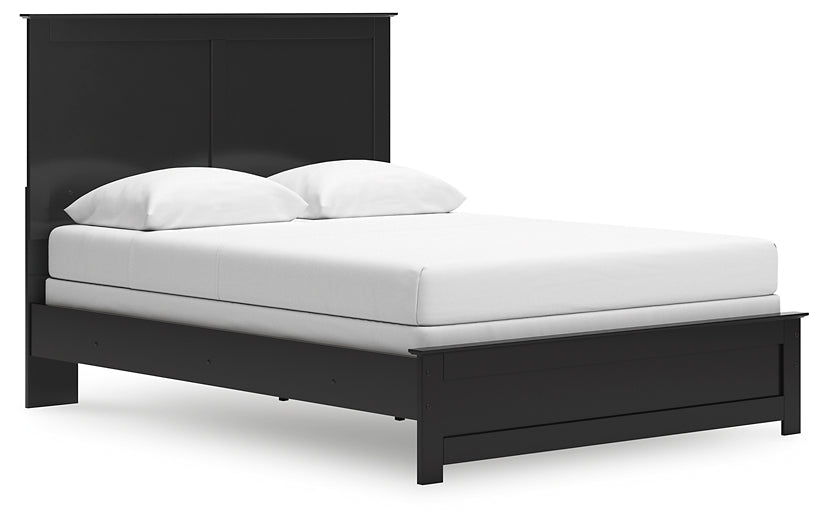 Maribel Queen Panel Bed with Mirrored Dresser and Chest