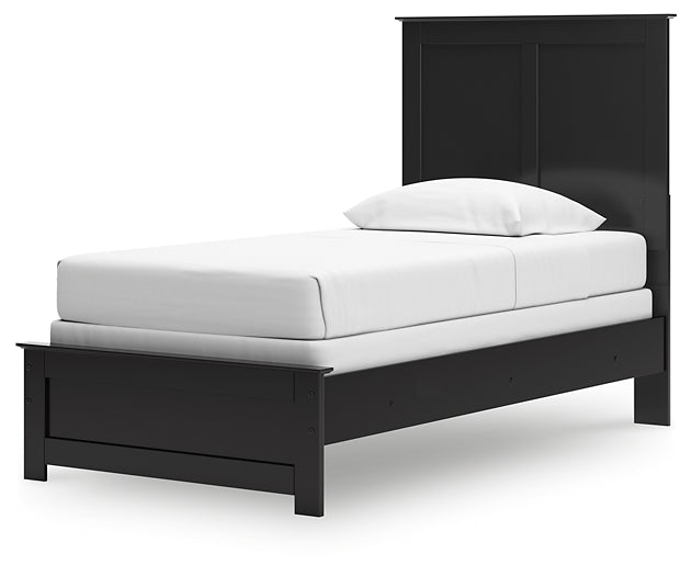 Maribel Twin Panel Bed with Mirrored Dresser and Chest
