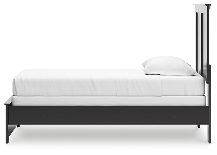 Maribel Twin Panel Bed with Mirrored Dresser and Chest
