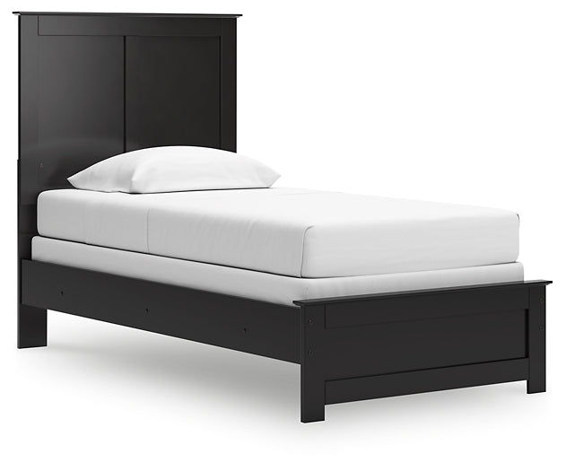 Maribel Twin Panel Bed with Mirrored Dresser, Chest and Nightstand