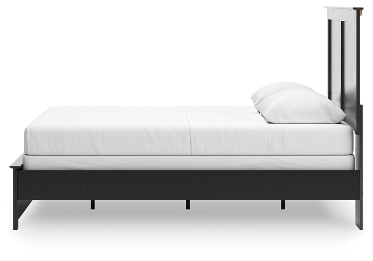 Maribel Queen Panel Bed with Mirrored Dresser