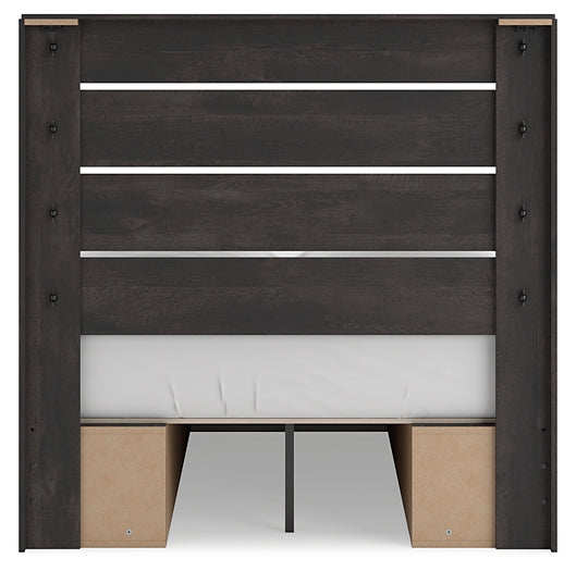 Hollivern Full Panel Bed with Storage with Mirrored Dresser and Chest
