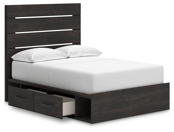 Hollivern Full Panel Bed with Storage with Mirrored Dresser and Chest