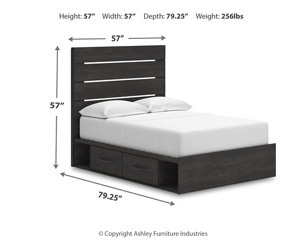 Hollivern Full Panel Bed with Storage with Mirrored Dresser and Chest