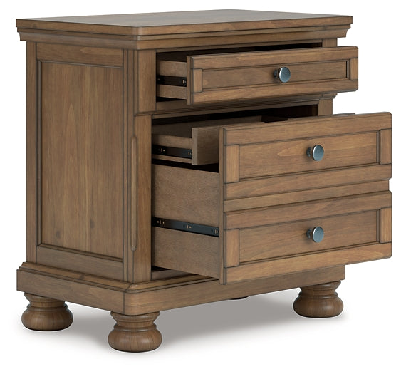 Feddinger King Storage Sleigh Bed with Mirrored Dresser and Nightstand