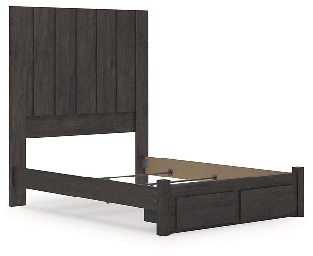 Fraluna Queen Panel Storage Bed with Mirrored Dresser and Nightstand