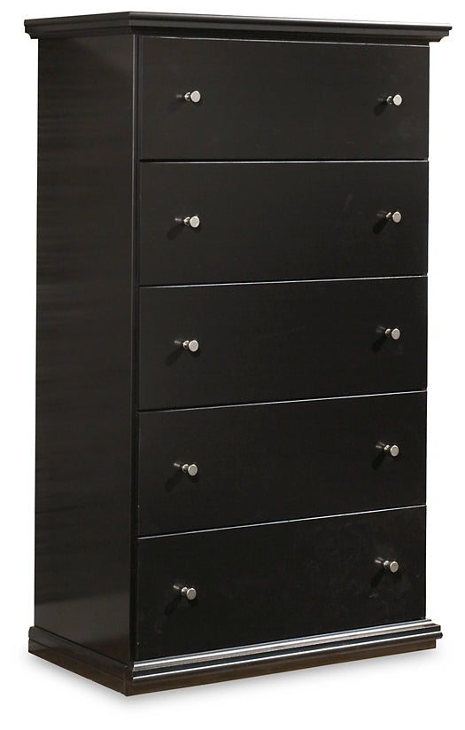 Maribel Queen Panel Bed with Mirrored Dresser, Chest and Nightstand