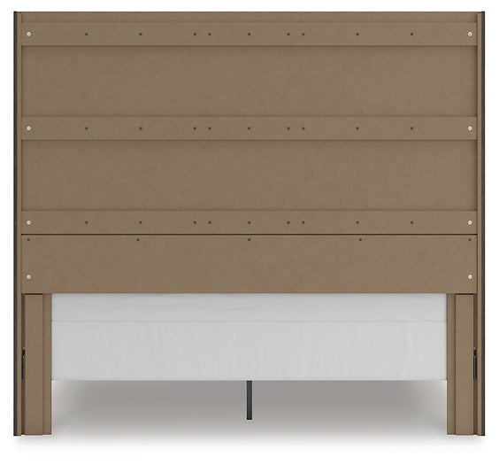 Fraluna King Panel Storage Bed with Mirrored Dresser and Nightstand